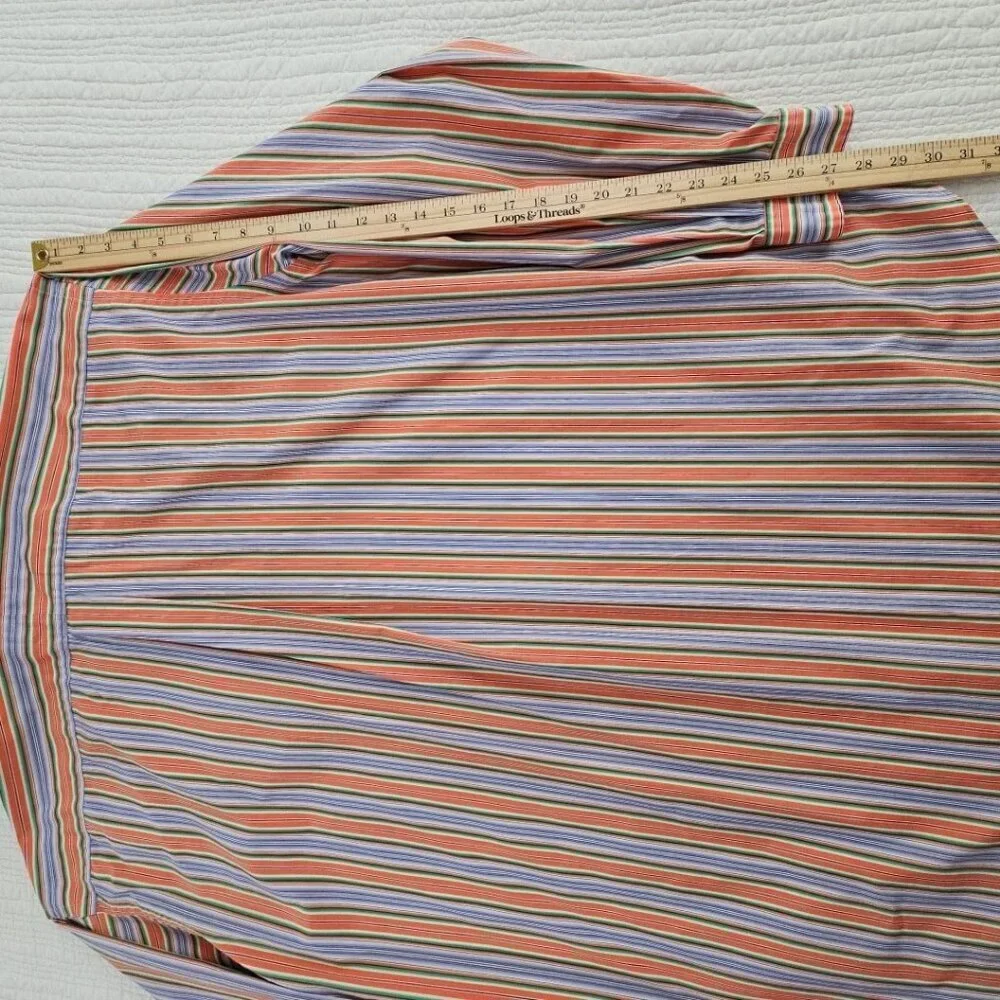 Polo Ralph Lauren Classic Fit Button‎ Down Shirt Men's 4XLT Orange Blue Stripe